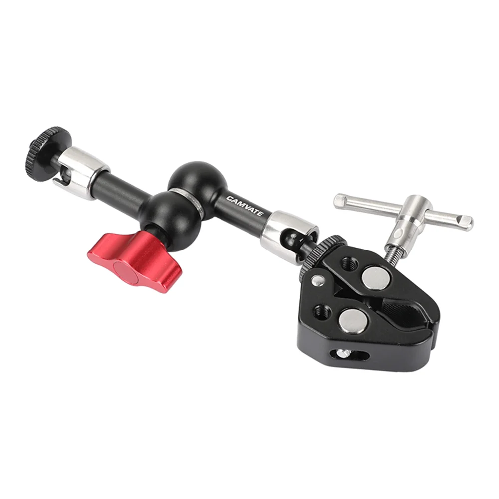 CAMVATE testa a sfera braccio magico supporto per morsetto per granchio con supporto a vite da 1/4 "per fotocamera DSLR LED Light Monitor LCD microfono Smartphone