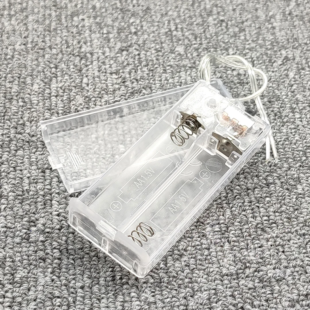 New 2 AA 3V Battery Holder AA Battery Box With Switch 2AA Battery Case With Cover Toy Accessories Model Parts Transparent/Black