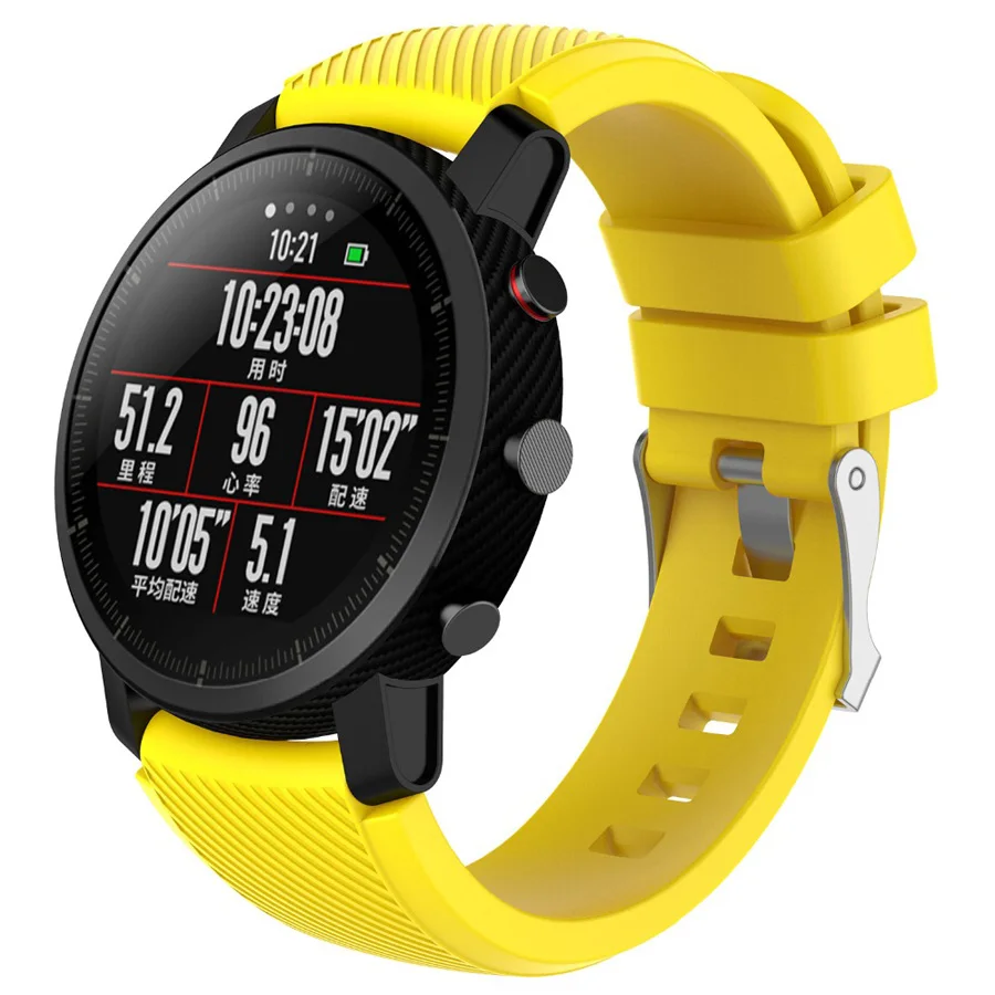 22mm sport Silicone watch strap for Xiaomi Amazfit Pace Stratos 2 2s Smart watch Accessory replacement bracelet strap Black Man
