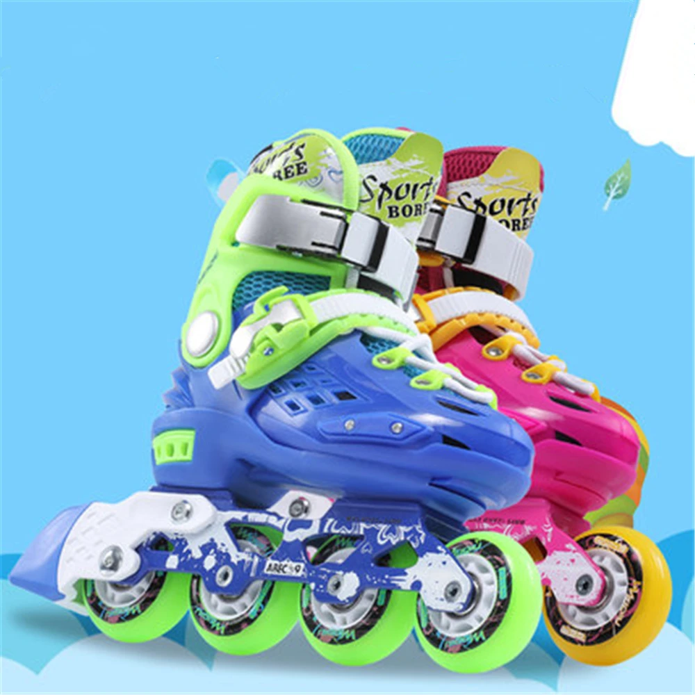 Professional children's skates flat flower men and women inline roller skates full flash adjustable roller skates for adults