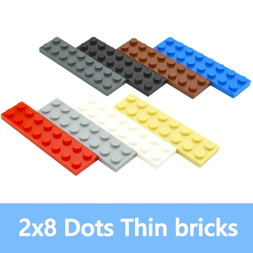 

44PCS DIY Building Blocks 2*8 Dots Thin Figures Bricks 2x8 Dots Educational Creative Size Compatible With 3034 Toys for Children