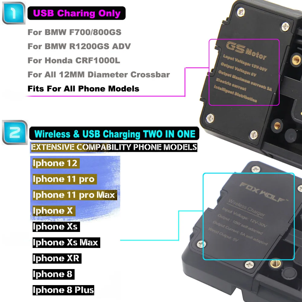 Nuevo soporte GPS para teléfono de motocicleta, soporte de navegación con carga inalámbrica y USB para BMW K1300GT K1200GT K 1200 1300 GT