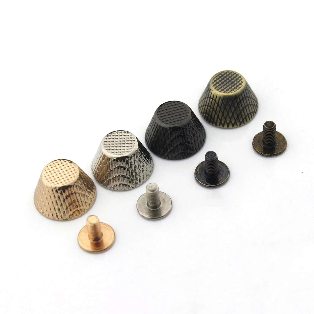 4pcs Metal Embossed Bucket Shape Screw Back Rivets Studs Nail Stud for DIY Garment Leather Craft Belt Wallet Decoration Parts