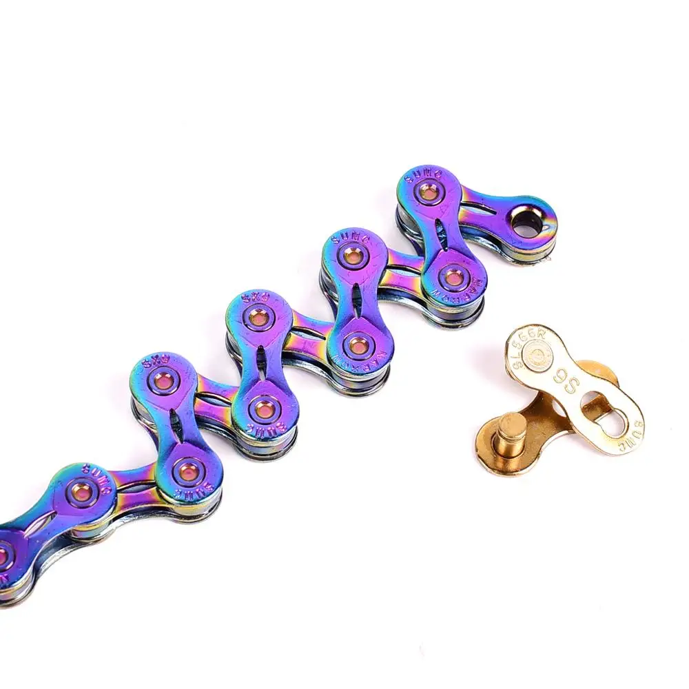 SUMC 9 10 11 12 Speed Bicycle Shift Chain 116L 126L EL Hollow Rainbow Chain With missinglink For Shimano SRAM Campagnolo