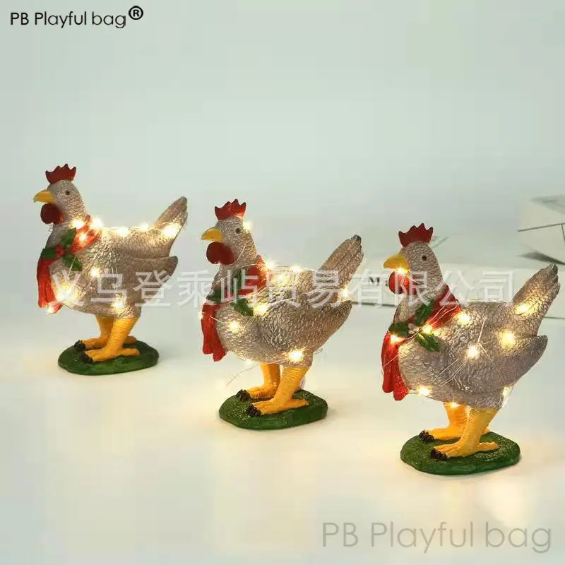 Christmas chicken Golden Chicken independent explosion luminous chicken resin ornament hand-made hen garden decoration gift hd01