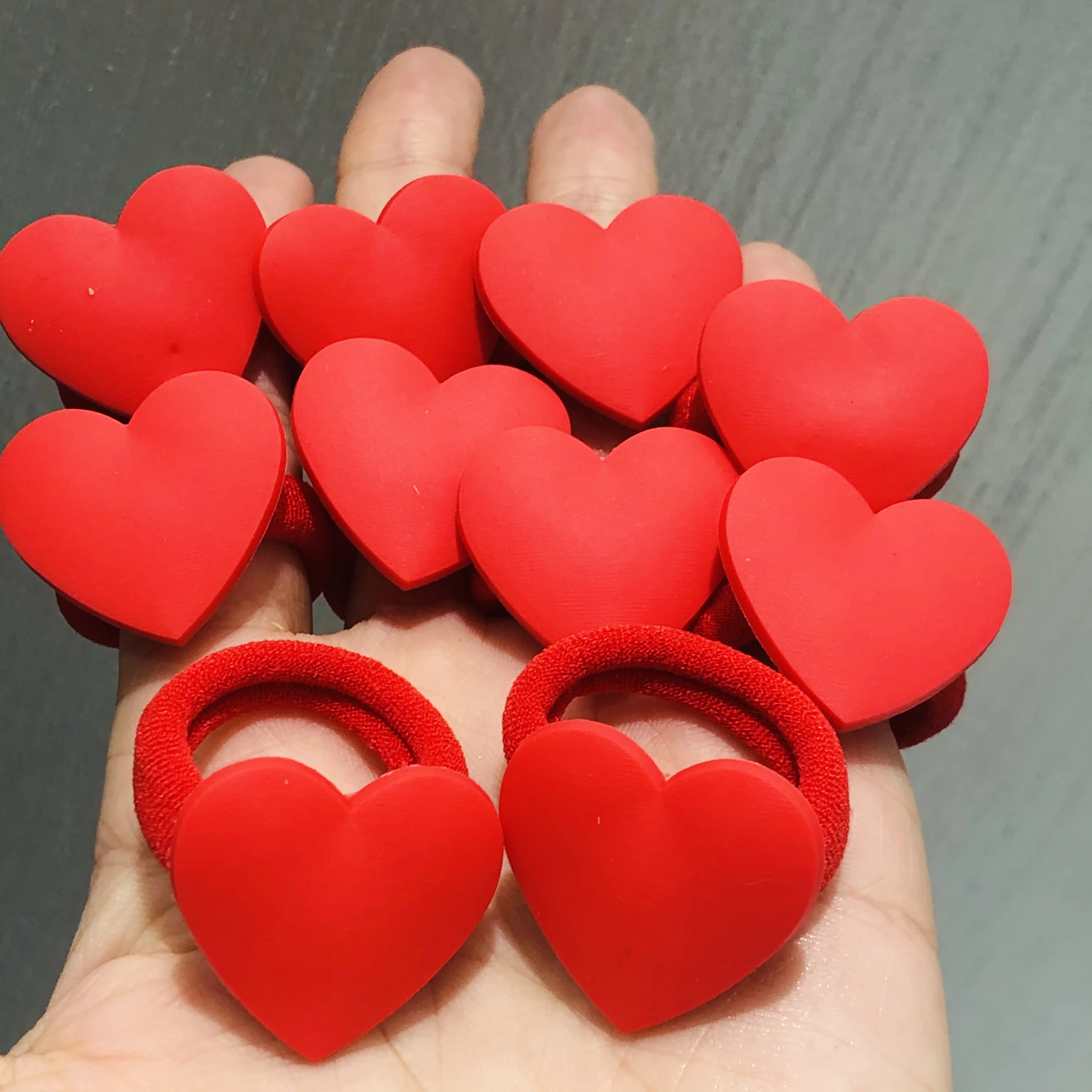 10Pcs/set Red Heart-shaped Hair Accessories Children Rubber Bands Scrunchies Elastic Hair Bands Girls Headband Decorations Ties