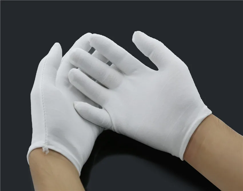 Jewelry Diamond Shop Ice Silk Smooth Cotton Gloves | Black and White Etiquette Mittens