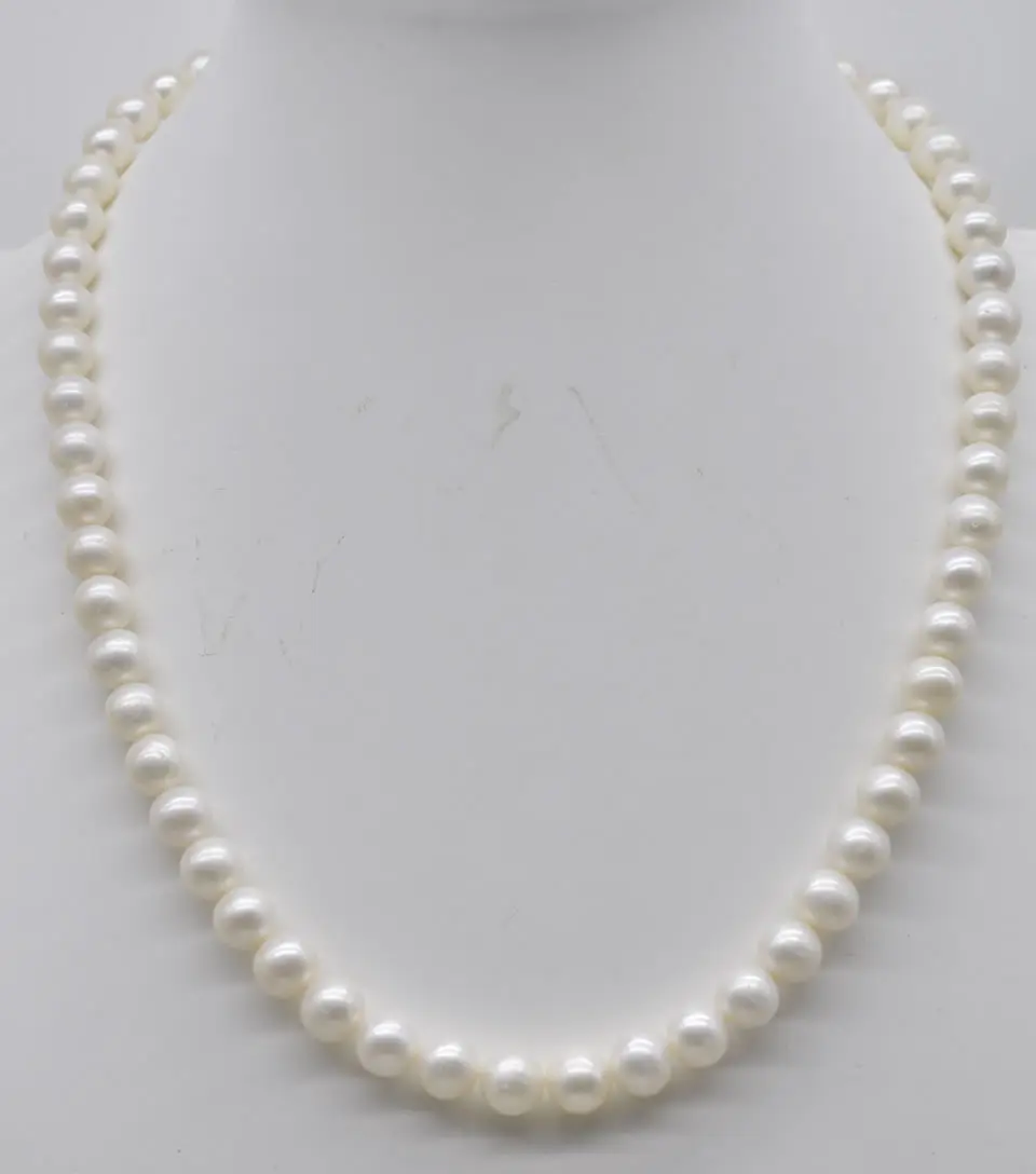 

HABITOO 18inchs Natural White 8-9mm Freshwater Pearl Necklace Jewelry Multiple Types of Clasp Options Daily Wedding Party Gift