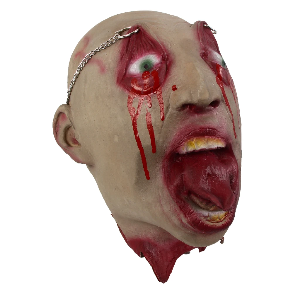 Bloody Head Halloween Horror Latex Props Haunted House Realistic Scary Decoration Cotton Filling