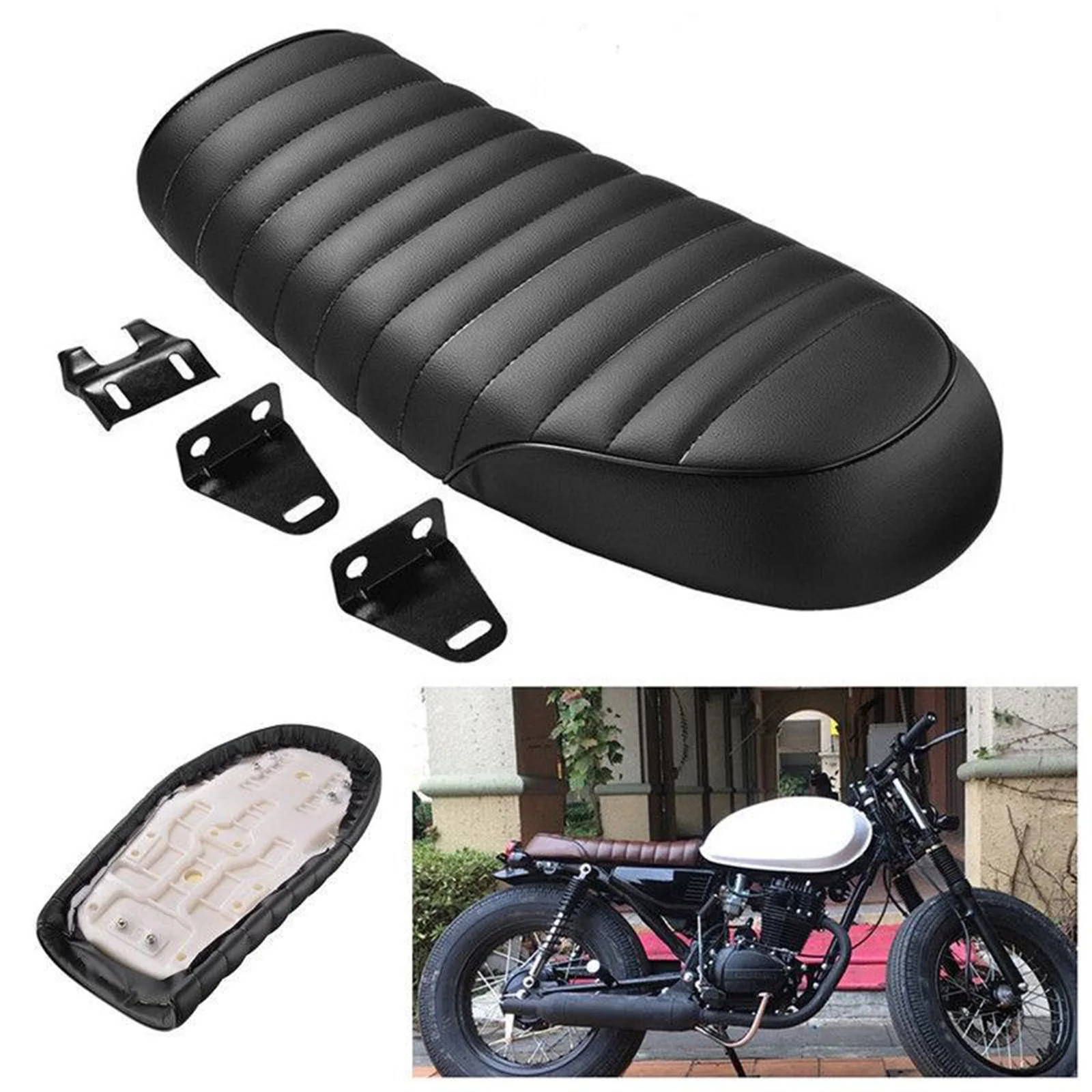 Universal Motorcycle Cafe Racer Seat Vintage Saddle Flat Pan Pad Retro Seat Retro Cafe Racer For Honda CL CG GB CB Anti Slip