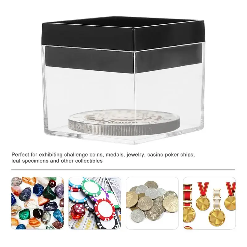 10Pcs Square Rock Mineral Display Boxes Plastic Transparent Display Case Jewelry Organizer Display Holder For Mineral Collection