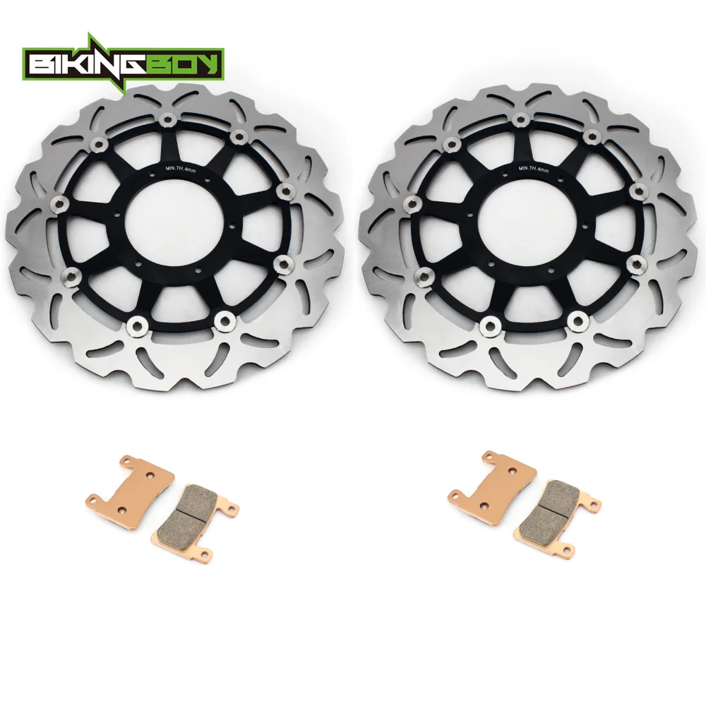 BIKINGBOY Front Brake Discs Disks Rotors + Pads For Honda VTR 1000 SP-1 00 01 SP-2 02 03 04 05 06 RC51 RVT 1000 R 2000-2006 Set