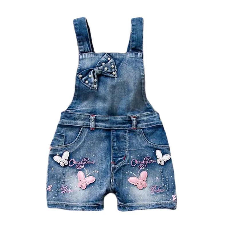 2023 Summer Toddler Teenager Jumpsuits Girls Overalls Denim Shorts Girl Clothes Children Kids Straps Short Pants 1-6Y