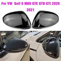 For VW Golf 8 MK8 2020 2021 Mirror Covers Caps RearView Mirror Case Cover Carbon Look Bright Black Covers