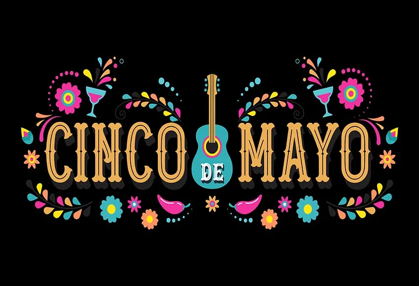 

7x5ft Mexico Cinco Mayo Colorful Fiesta Banner Flags Flowers Custom Photo Studio Background Backdrop Vinyl Banner 220cm x 150cm