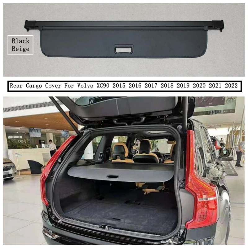 Rear Cargo Cover For Volvo XC90 2015 16 17 2018 2019 2020 2021 2022 Privacy Trunk Screen Security Shield Shade Auto Accessories