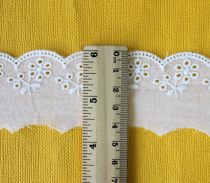 White Cotton Lace Trims for Costume Dress, Trimmings Ribbon, Applique Strip, DIY Sewing Lace Fabric, 5 Yards, 4cm Width