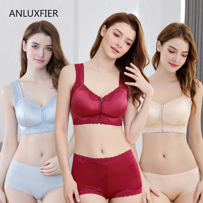 

H9671 No Steel Ring Bra Underwear Surgical Resection Mastectomy Artificial Prosthesis Bras Lingerie Front Zipper Full Cup Bra