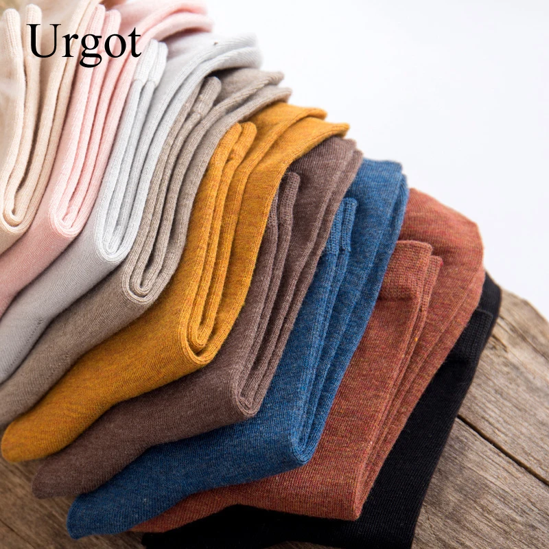 Urgot 5 Pairs Spring Women\'s Socks Harajuku Solid Thin Candy Color Colorful Bamboo Fiber Socks Comfort Ladies Female Sock Meias