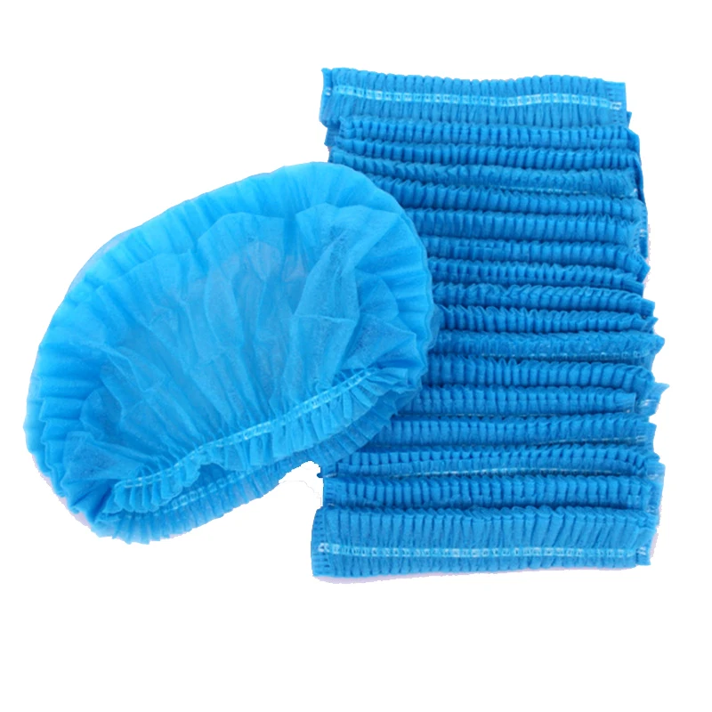 100pcs disposable Non-woven  Shower Caps Pleated Anti Dust Hat Women Men Bath Caps for Spa Hair Salon tattoo Accessories