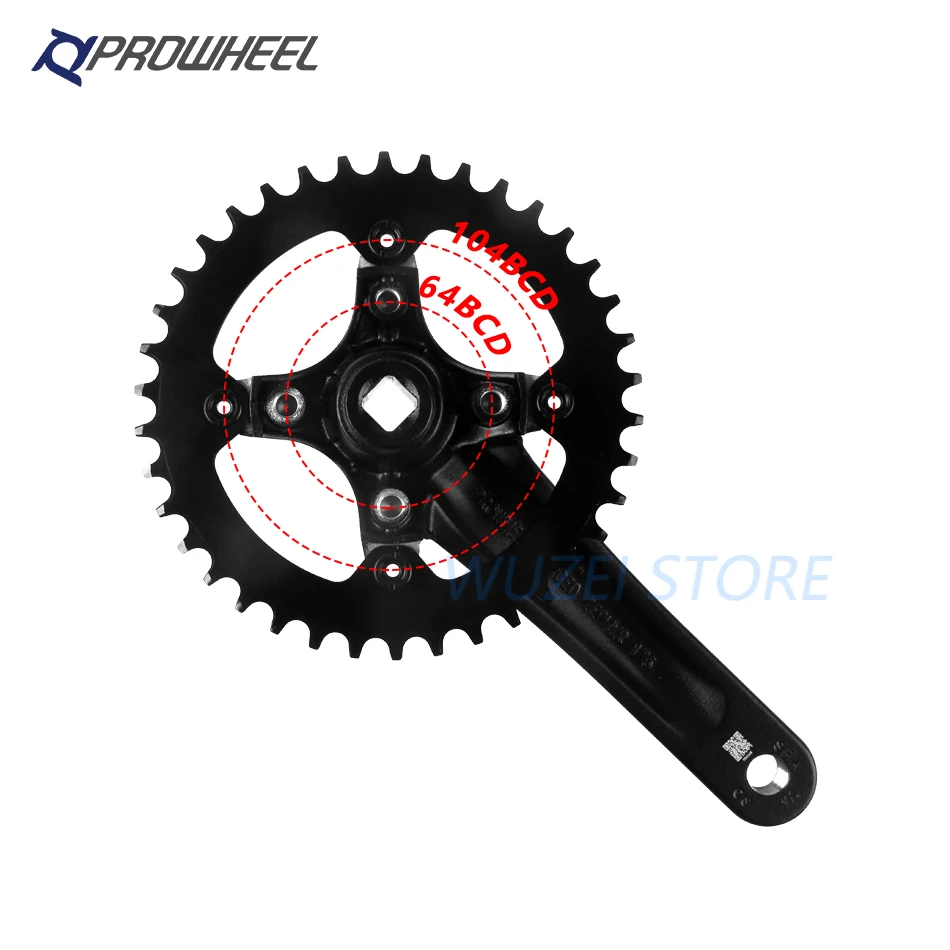 Prowheel Mountain Bike crank Sprockets 170/75mm Square Hole Crank 30/32/34/36/38/40/42/44/46/48/50/52T Sprocket 104BCD MTB Parts