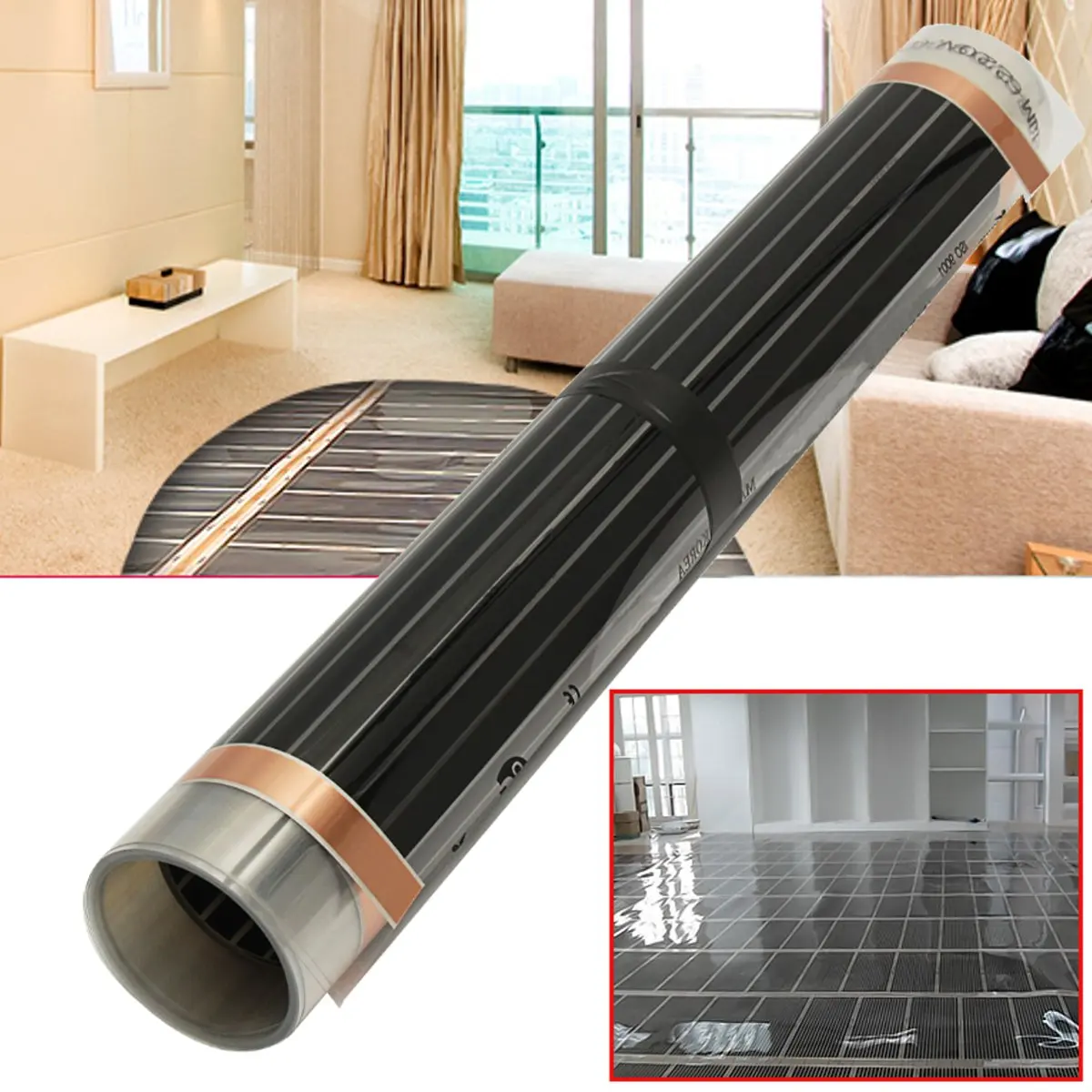 50cmx2/4/6m Electric Home Floor Infrared Underfloor Heating Warm Film Mat