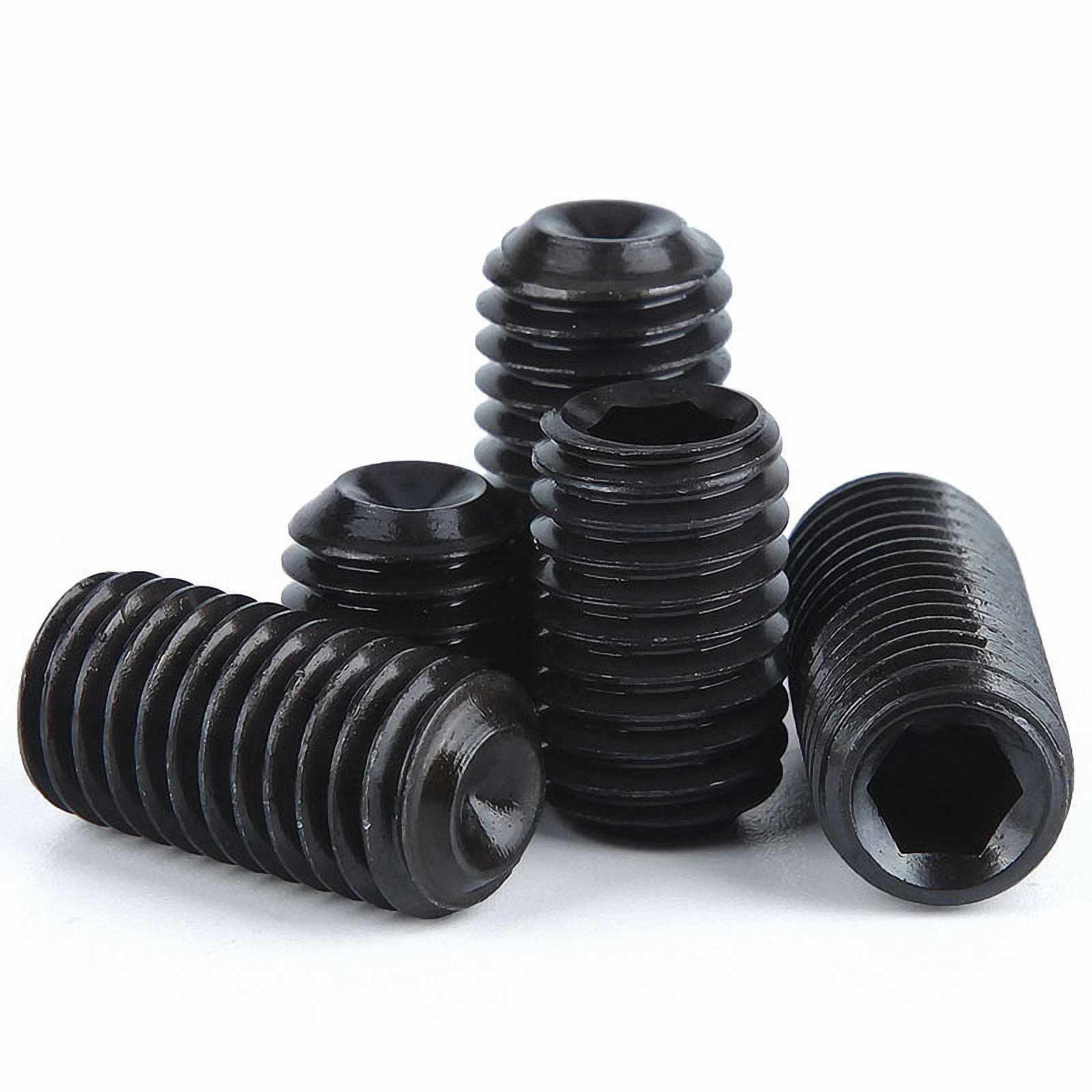 5 pces rosca fina m6 m8 m10 m12 hex soquete sextavado allen copa ponto grub parafuso parafuso parafuso parafuso preto de alta elasticidade 12.9 grau aço