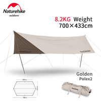 Naturehike Outdoor Sun Shelter 5-8 Persons Cotton Hexagonal Sunshade 7*4.33m Large Area Portable Waterproof Camping Awning