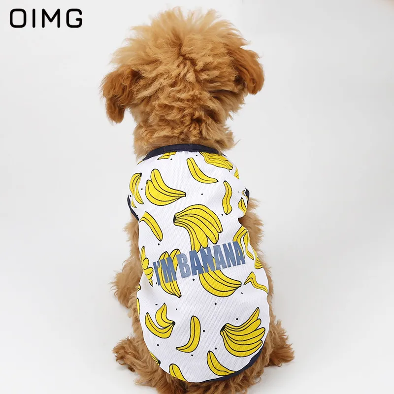 OIMG Pineapple Print Dog Sleeveless Shirts For Small Dog Clothes Spitz Chihuahua Summer Dog Vest Thin Puppy Outfits Cat T-shirts