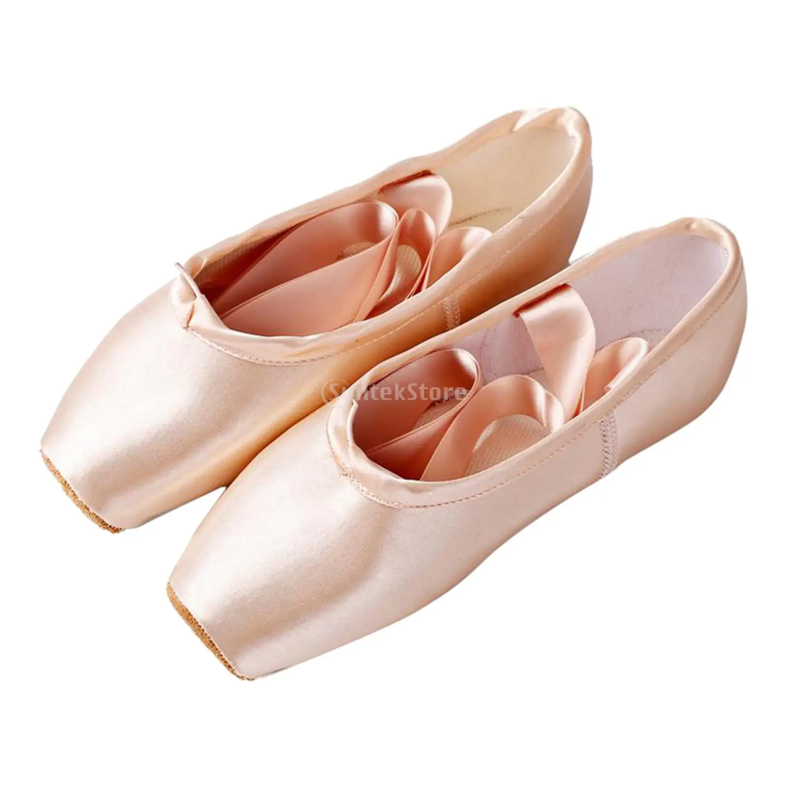 Girls Ballet Pointe Shoes Professional Ballerina Practise Soft Satin Canvas Ballet Shoes With Ribbons