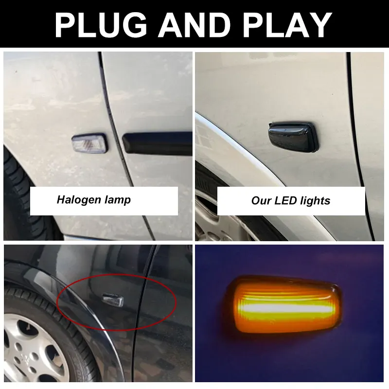 2x For Peugeot 306 106 406 806 LED Dynamic Turn Signal Side Marker Light For Expert Partner Citroen Berlingo Jumpy Saxo Xantia
