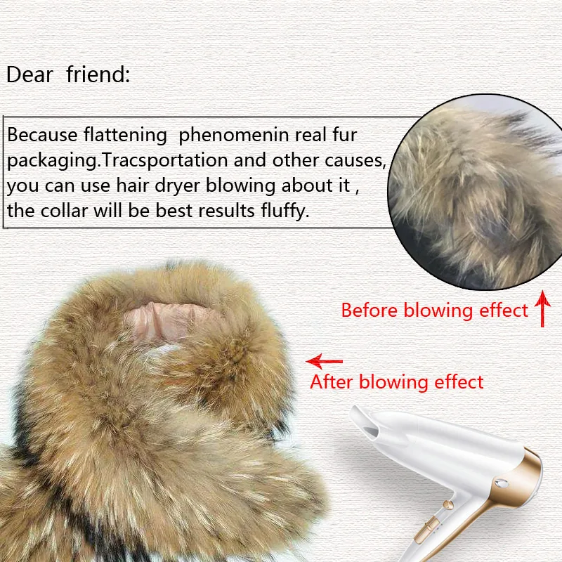 2022 New luxury natural fur collar 60cm 65cm 70cm 75cm 80cm Winter Warm Shawl Fur Collar Scarves Oversized Neck Cap