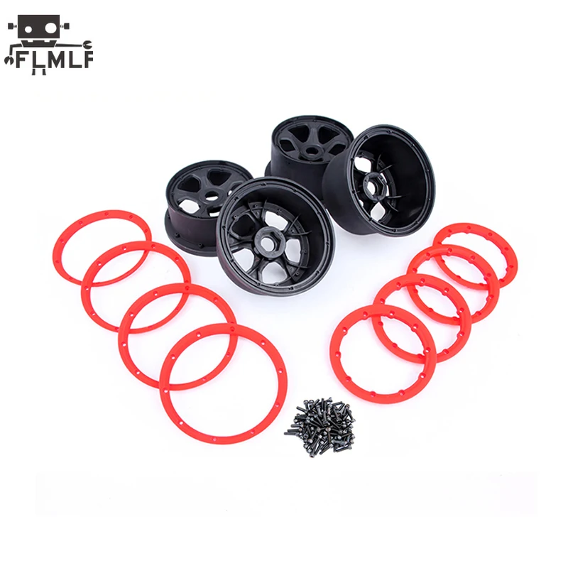 Plastic Front Rear Wheel Hub with Inside Outside Beadlocks Ring & Screws Kit Fit 1/5 HPI ROFUN ROVAN KM MCD BAJA 5B RC CAR Parts