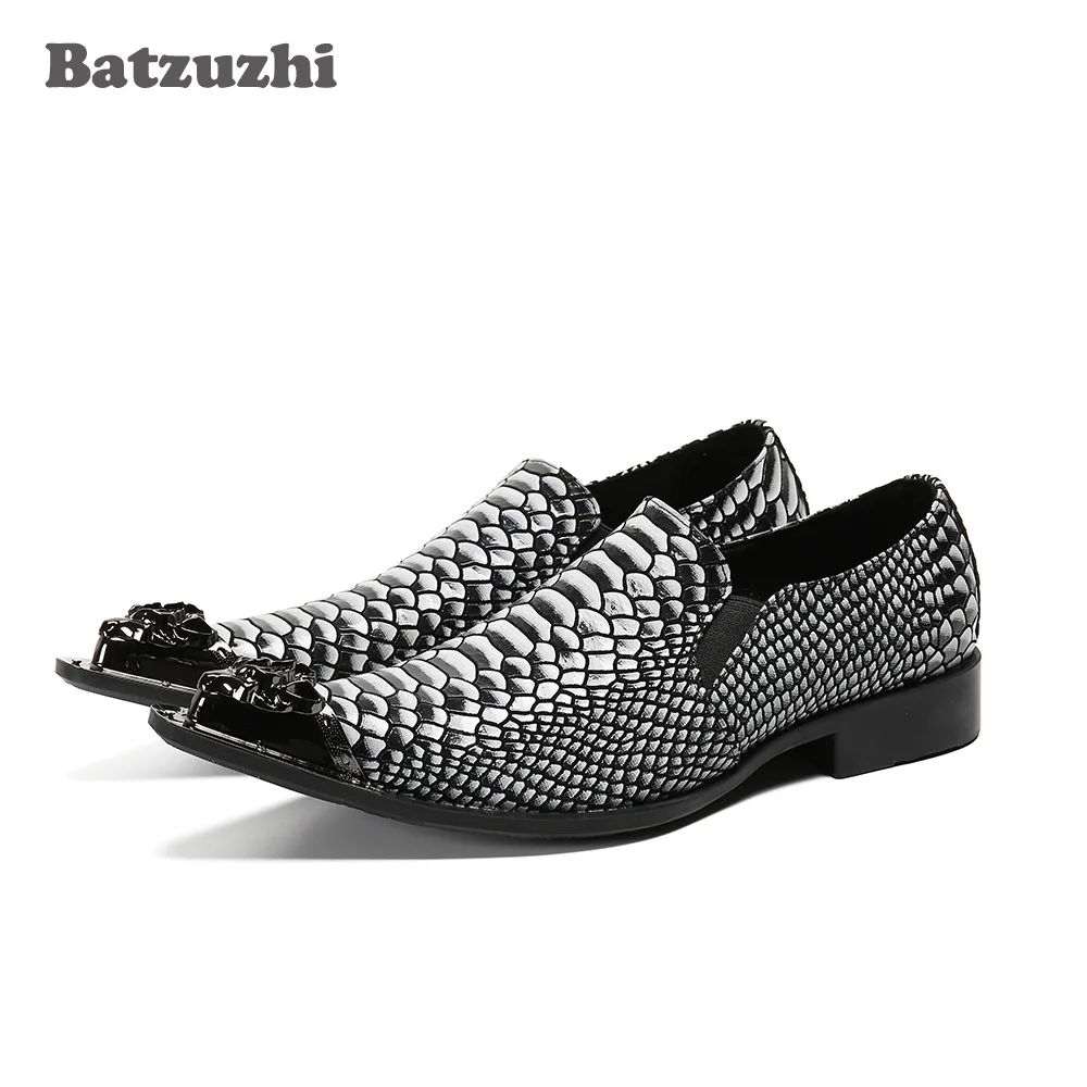 

Batzuzhi Western Fashion Men's Shoes Formal Business Leather Dress Shoes Pointed Metal Tip Party Footwear Men zapatos de hombre