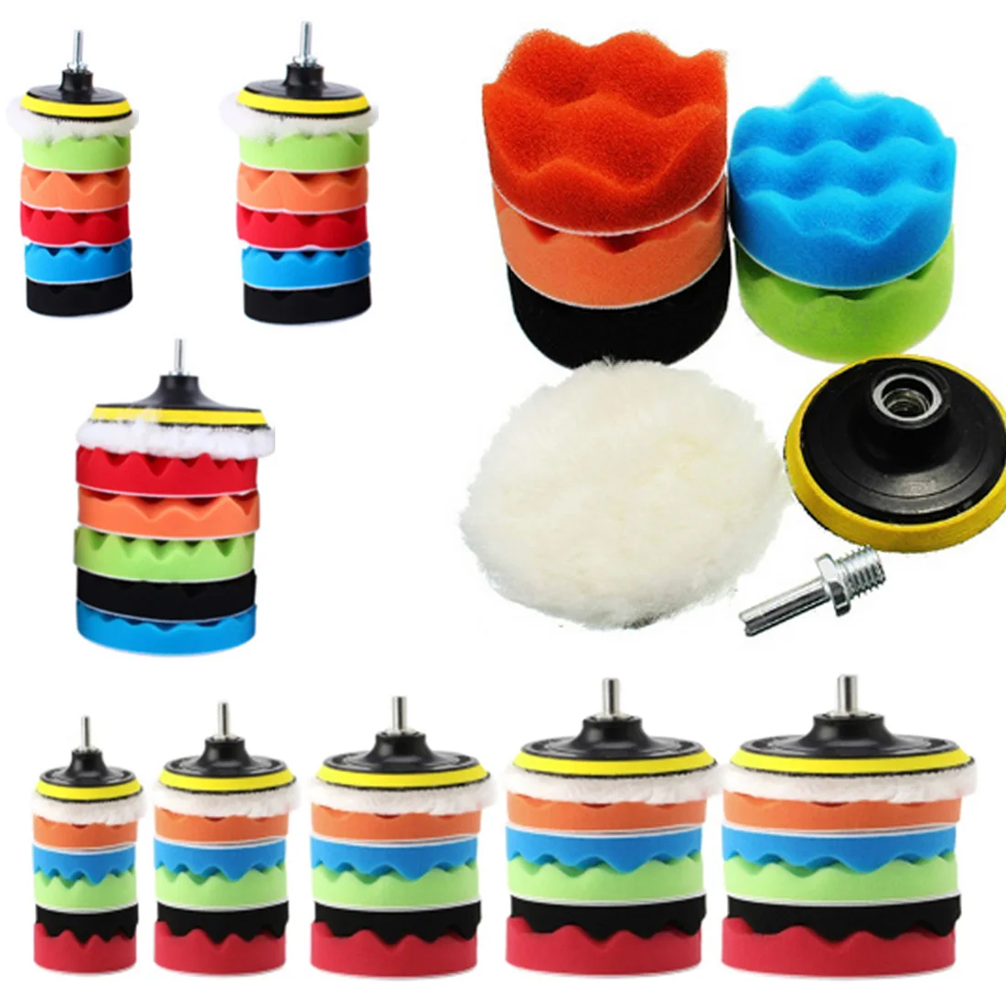 3/4/5/6/7 inch 8 piece set waxing set Automotive Polishing Tools car polishing disc sponge polishing wheel wool pad