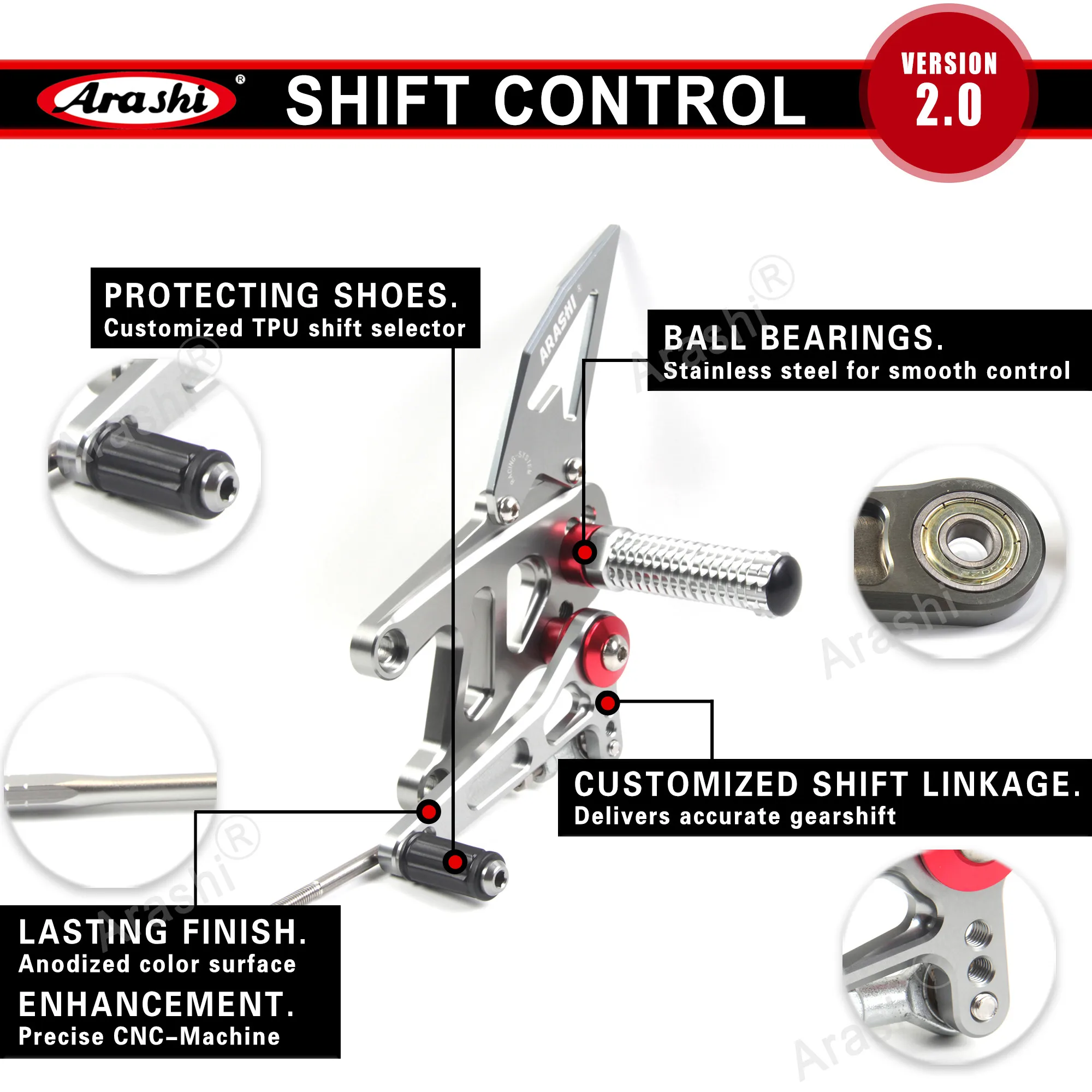 ArashasCNC-Suzuki gsxr1000 2007 2008およびggsx1000rgsxr GSX-R 1000 1000ccアクセサリ用の調整可能なフットレスト