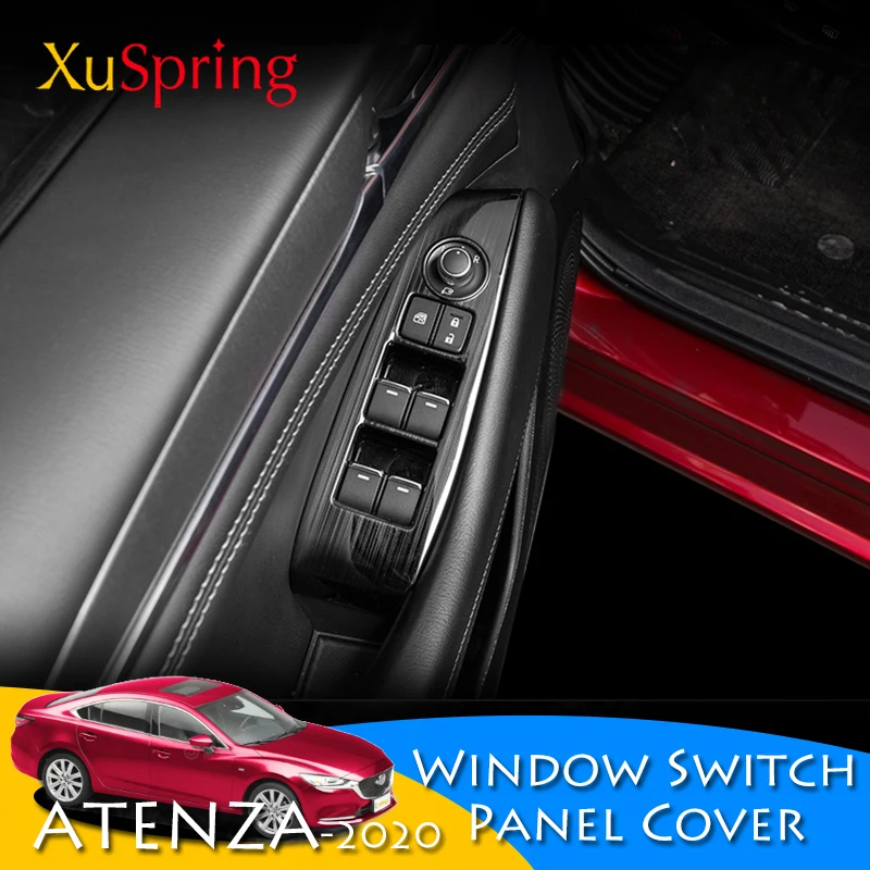 For Mazda 6 Atenza 2019 2020 LHD Window Switch Panel Adjust Cover Trim Stickers Strips Garnish Decoration Car Styling
