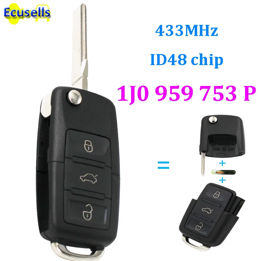 3 Buttons Flip Remote Key with ID48 Chip for SKODA Octavia/Superb
