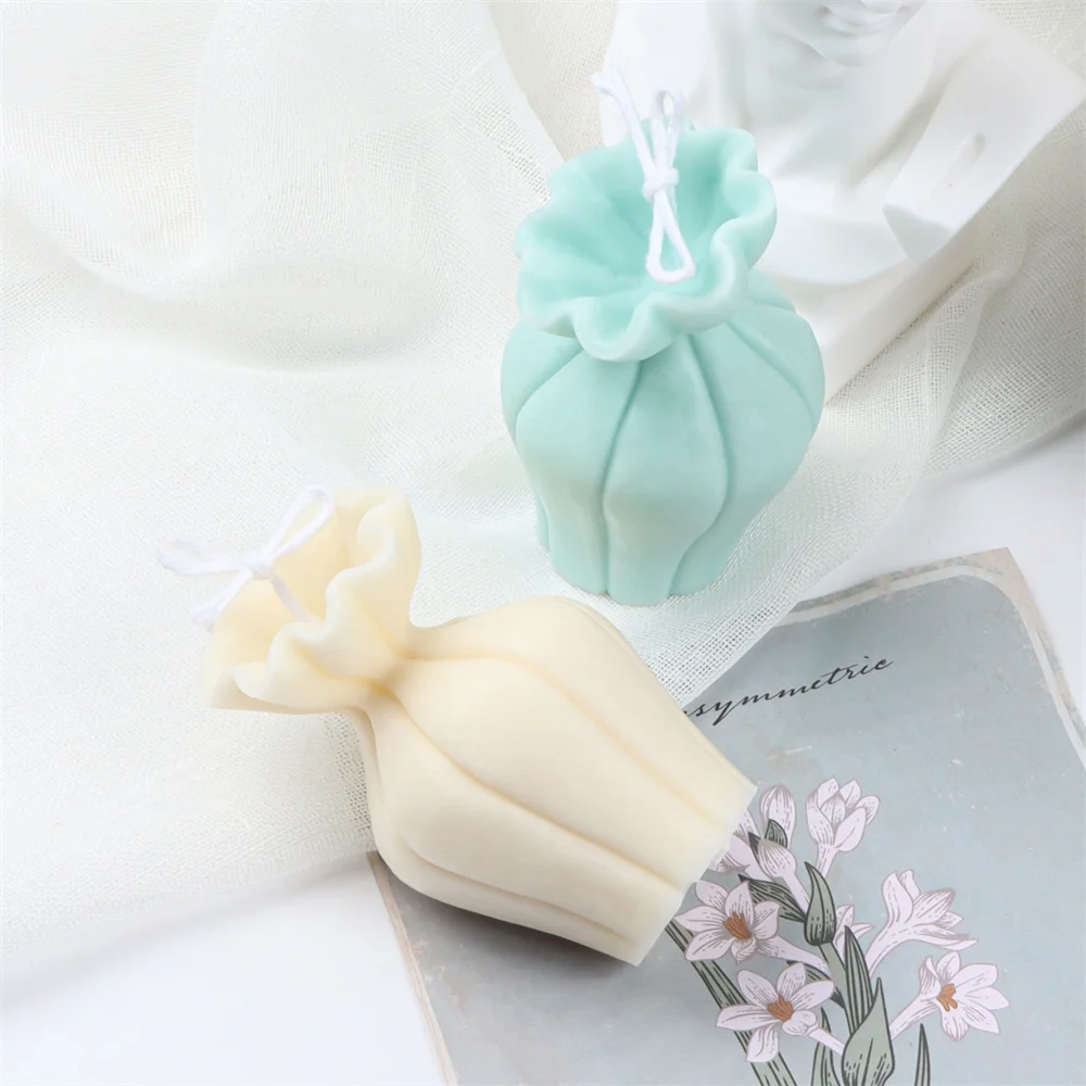 Striated Flower Vase Candle Silicone Mold Homemade DIY Holiday Party Resin Birthday Decor Perfume Bottle Soap Mould Gypsum Craft