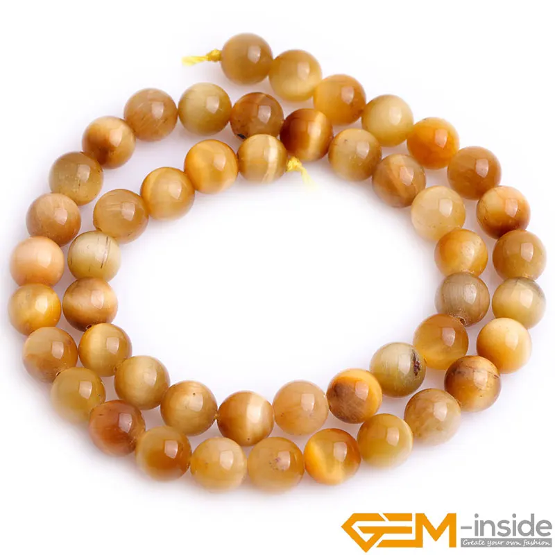 Natural Gold Tiger Eye Round Stone Beads For Jewelry Making Strand 15 Inches DIY Bracelet Necklace Loose 6/8mm