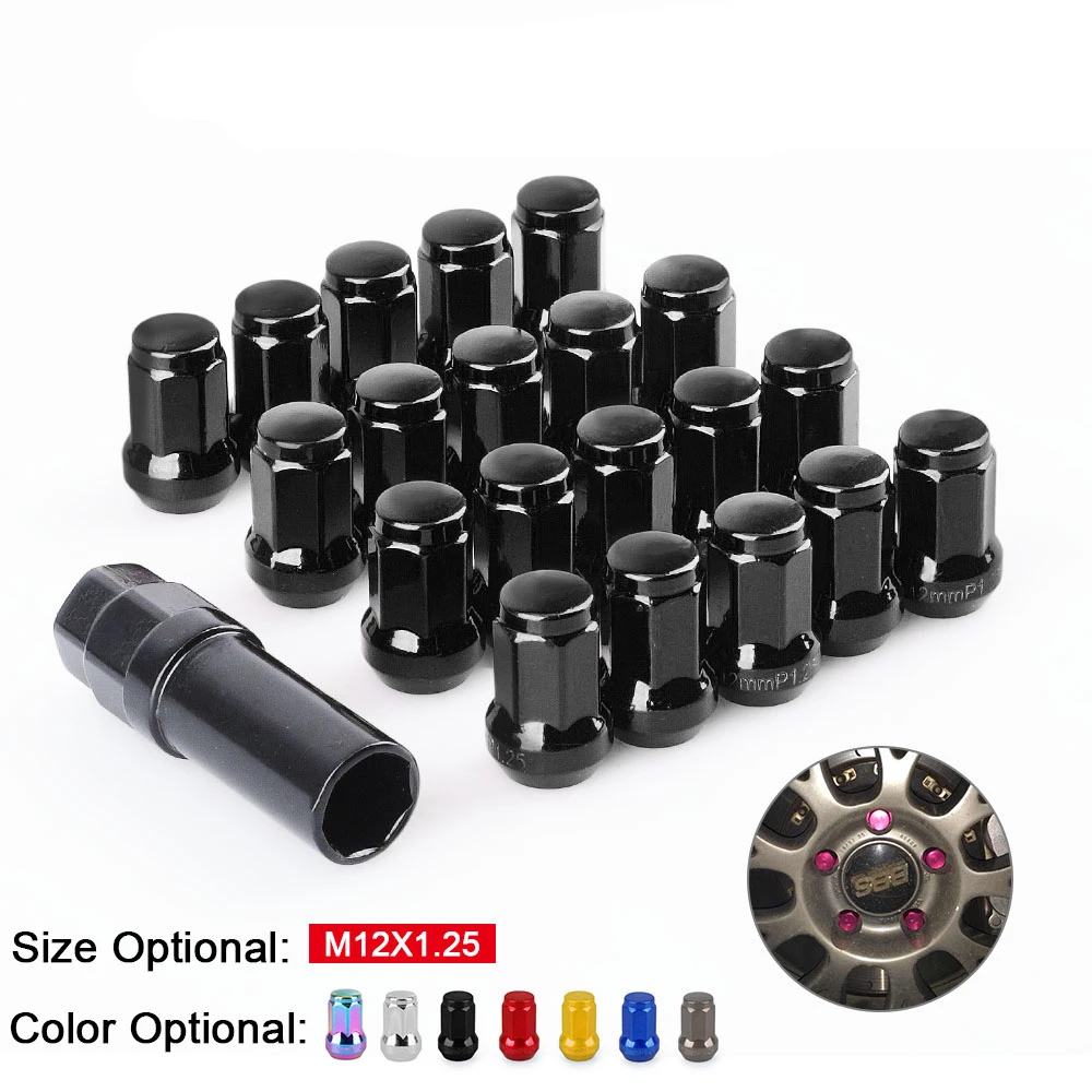 20PCS M12*1.5 M12*1.25 Iron Heptagonal Wheel Rays Lock Lug Nuts Length 32MM Closed End lug nut For Honda For Ford