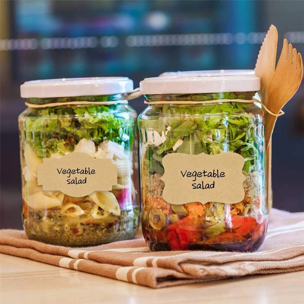 300 Uds en blanco etiqueta papel Kraft pegatinas rollo a mano hecho a mano DIY hornear sello pegatinas de regalo de decoración etiqueta papelería lindo pegatinas