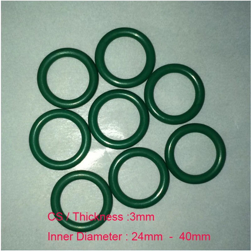 100 PCS O-Ring FKM  CS 3mm x OD 24/25/26/27/28/29/30/31/32/33/34/35/36/37/38/39/40mm  Fluorine Rubber Gasket Seal FKM O Ring