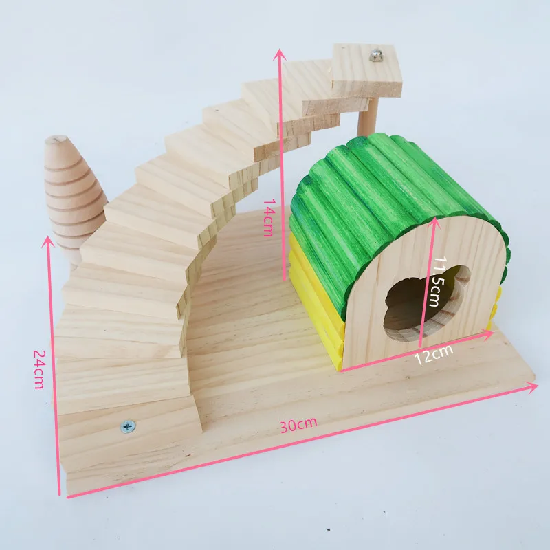 Hamster supplies golden silk bear wooden toys hamster recreation and fitness ground rotary ladder wooden house combination set