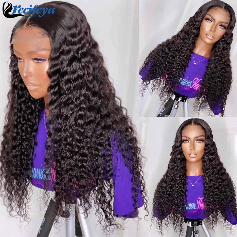 Brazilian Deep Wave 13x4 Lace Frontal Wig 100% Remy Curly Human Hair Lace Wigs Transparent Deep Curly Wave Lace Closure Wigs