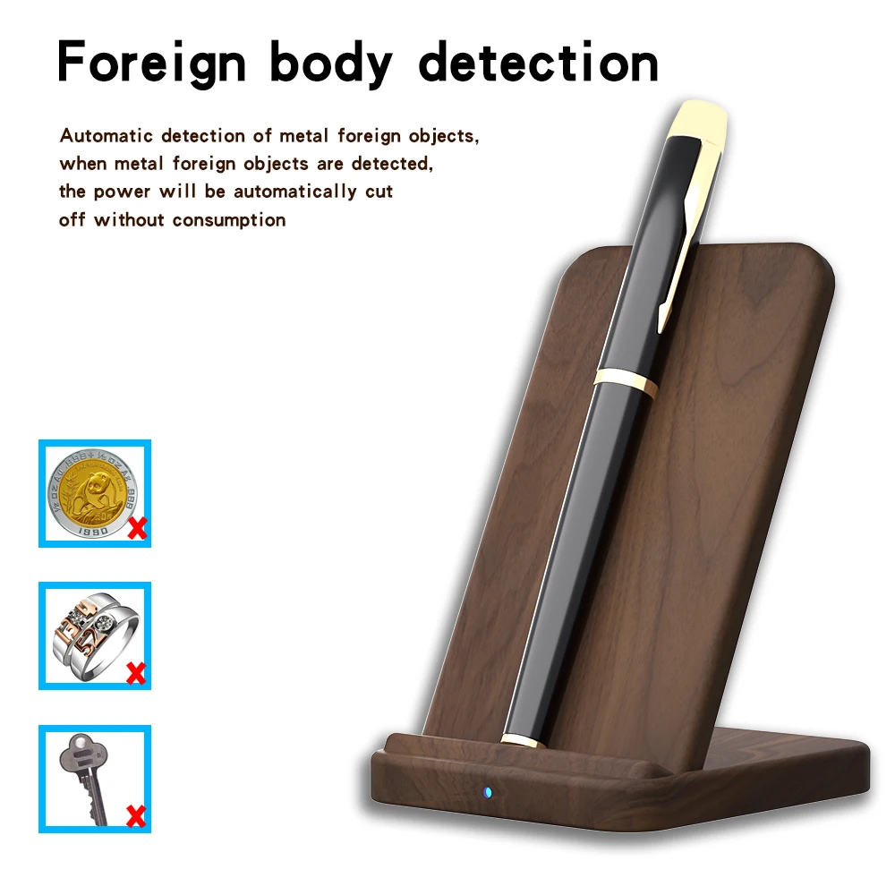 KEYSION 15W Wooden Quick Charge Qi Wireless Charger Stand For iPhone 13 Pro 12 11 XR X 8 Samsung S21 S20 Xiaomi Mi 11 Huawei P50 image 6
