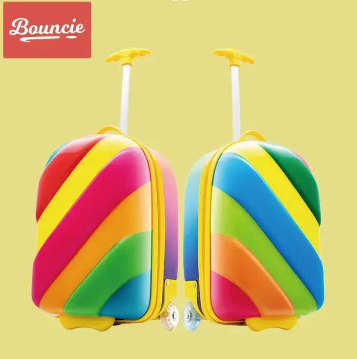 Valise à roulettes arc-en-ciel pour filles, bagages de voyage pour enfants, bagages à roulettes, sacs à roulettes