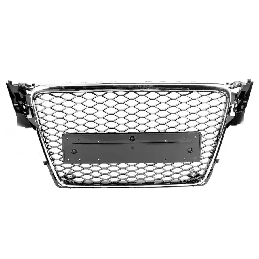 

For RS4 Style Car Front Sport Hex Mesh Honeycomb Hood Grill Chrome Gloss Black Fit for Audi A4/S4 B8 2009 2010 2011 2012 No Logo