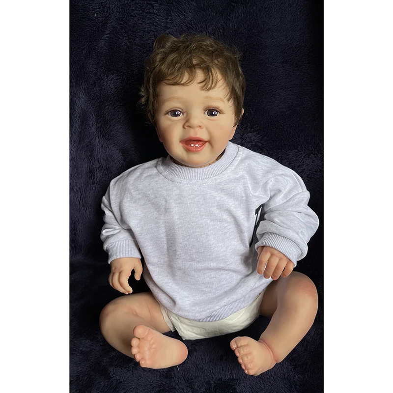 

60CM Rebron Cotton Body Baby Size Reborn Sue-Sue 3 Month Hand-Detailed Painting 3D Skin Tone Hand Rooted Brown Hair