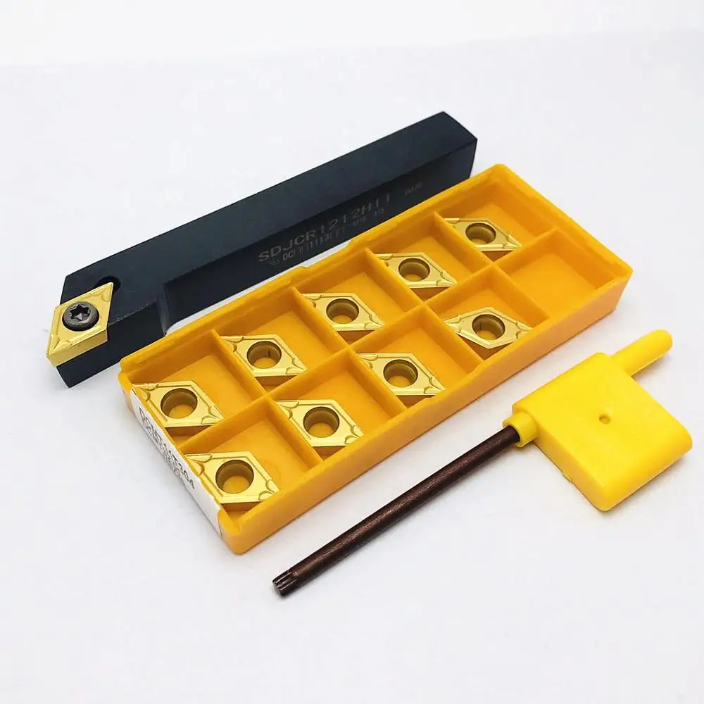 Pemegang alat pemutar CNC eksternal dc+ + + 10 buah pisau karbida DCMT11T304 304